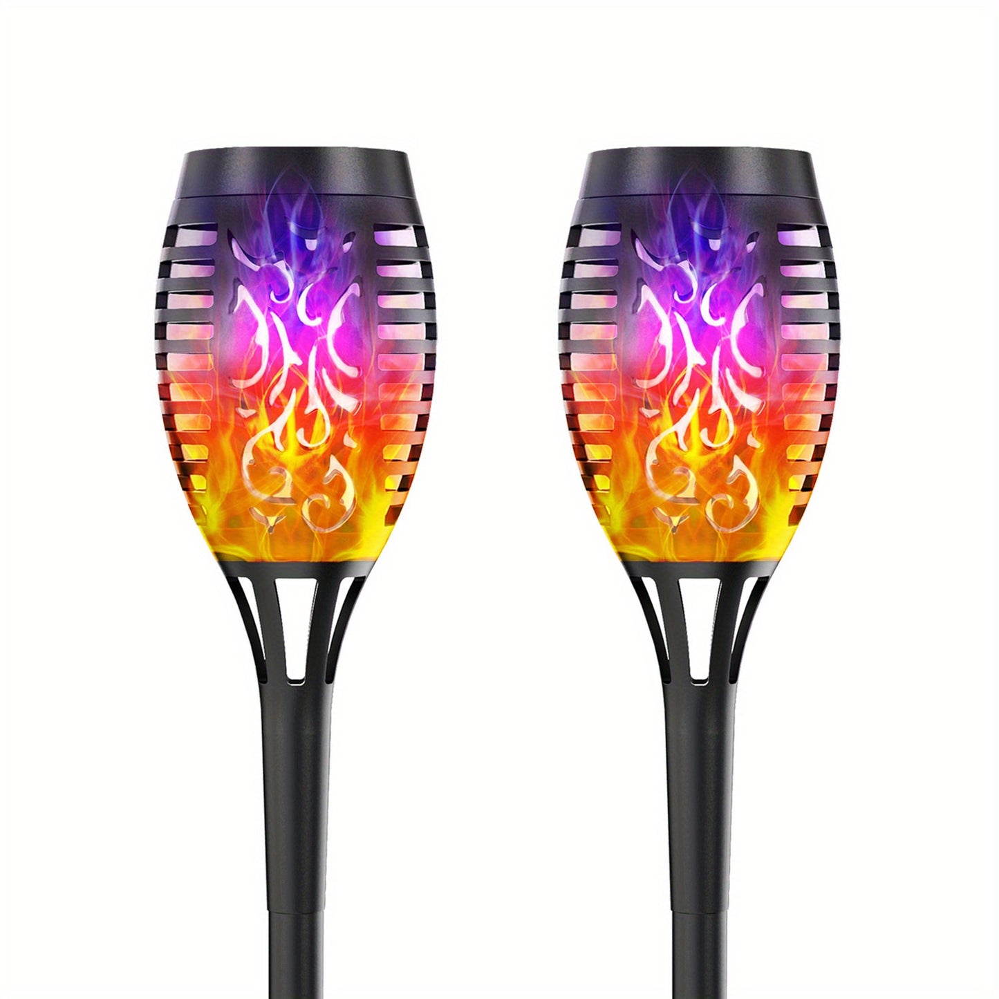 4/8/12pcs/pack Solar Halloween Decorations Lights Outdoor, Light Control, 12LED Solar Torch Lights With Flickering Flame For Garden Decor, Mini IP65 Waterproof Landscape Flame Lights For Yard Pathway Patio Pool - Auto On/Off