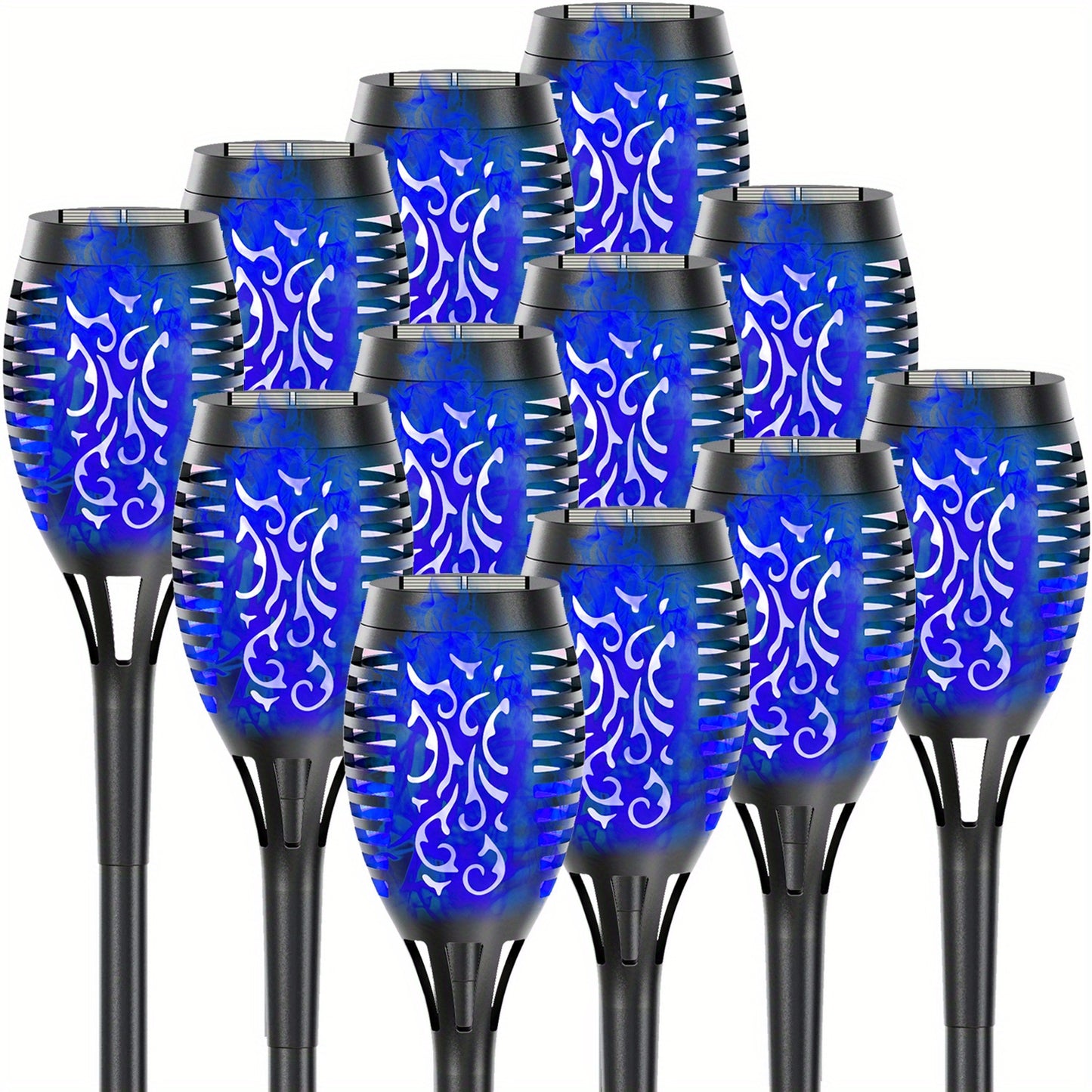 4/8/12pcs/pack Solar Halloween Decorations Lights Outdoor, Light Control, 12LED Solar Torch Lights With Flickering Flame For Garden Decor, Mini IP65 Waterproof Landscape Flame Lights For Yard Pathway Patio Pool - Auto On/Off