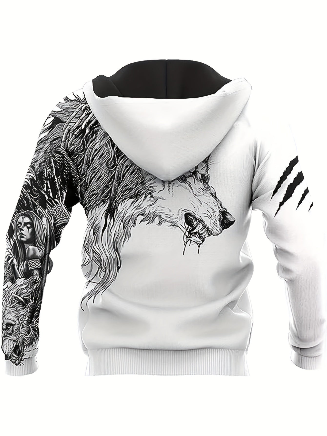 Retro Ethnic Pattern Print Men's Hooded Jacket Casual Long Sleeve Hoodies With Zipper Gym Sports Hooded Coat For Spring Fall