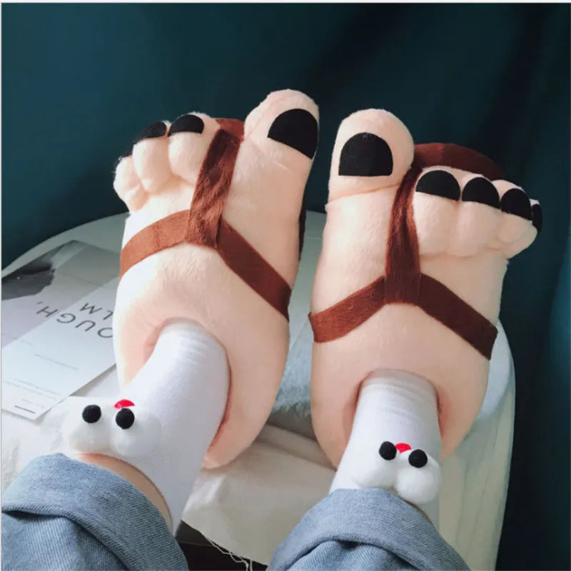 Funny Winter Men Shoes Big Feet Flats Slipper Women Warm Indoor Lightweight FlipFlop Couple Footwear One Size zapatillas de casa