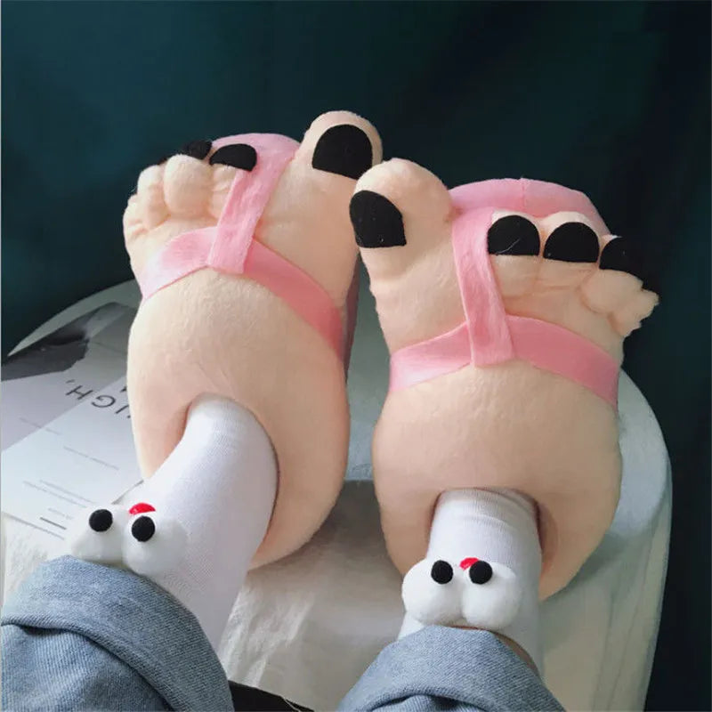 Funny Winter Men Shoes Big Feet Flats Slipper Women Warm Indoor Lightweight FlipFlop Couple Footwear One Size zapatillas de casa