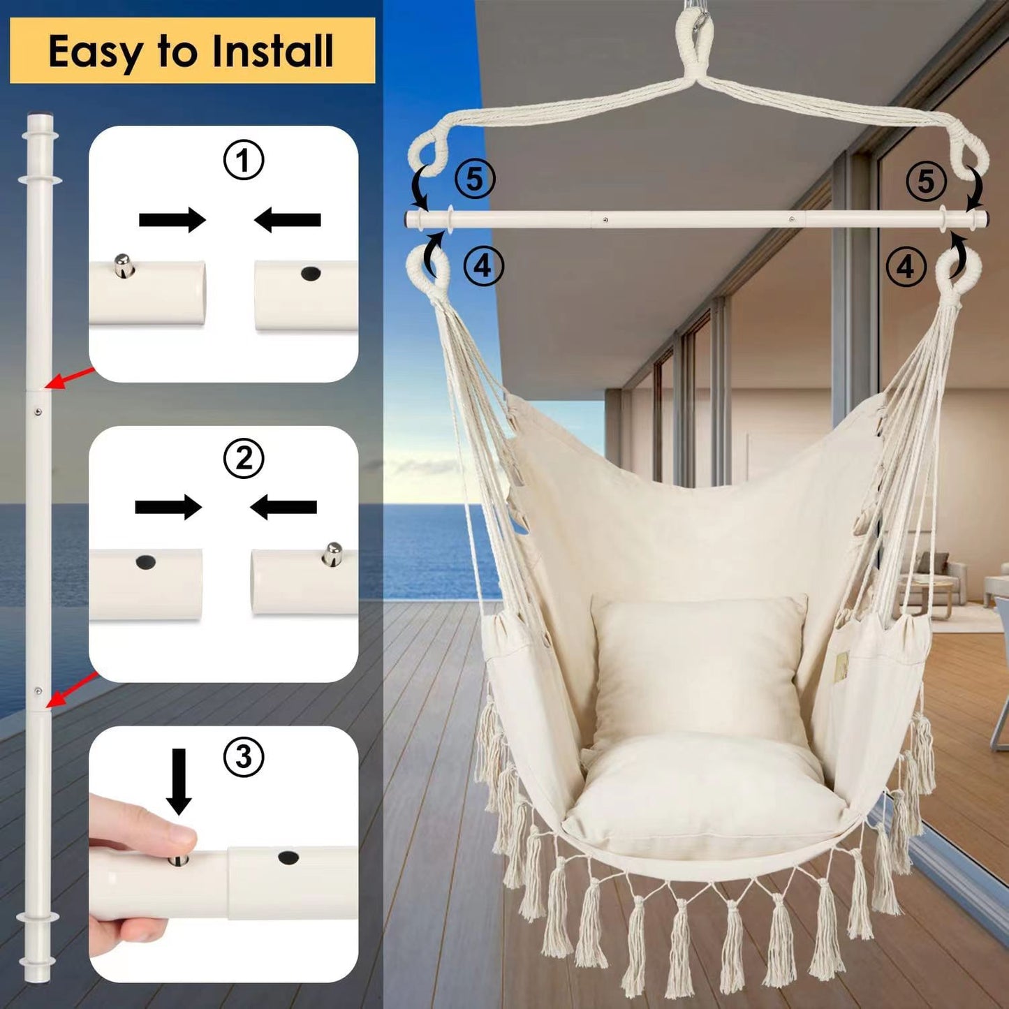 Hanging Chair Amazon Cross Border Outdoor Swing Garden Courtyard Rocking Chair With Cushion Outdoor As Canvas Hammock