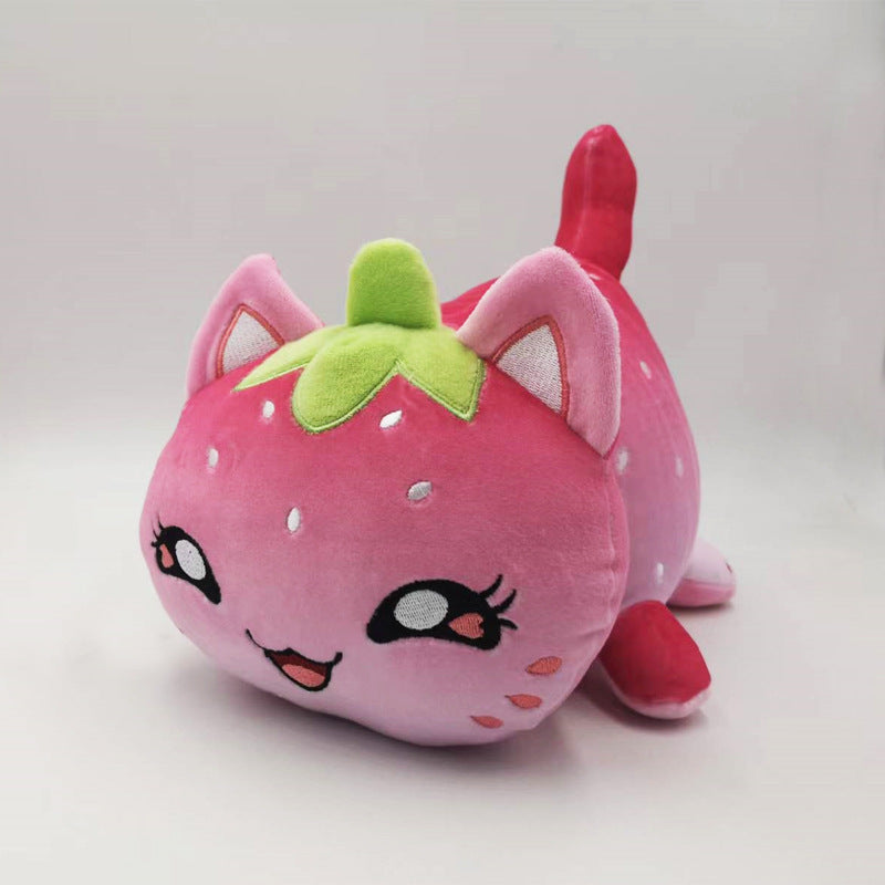New Christmas Cat Doll Burger Strawberry Cake Cat Plush  Elk Toy Pillow