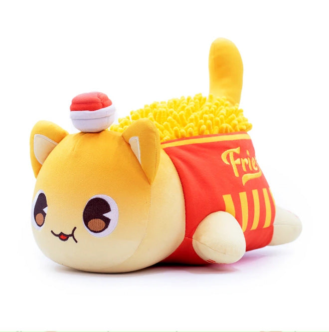 New Christmas Cat Doll Burger Strawberry Cake Cat Plush  Elk Toy Pillow