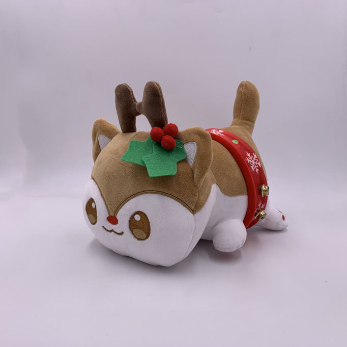 New Christmas Cat Doll Burger Strawberry Cake Cat Plush  Elk Toy Pillow