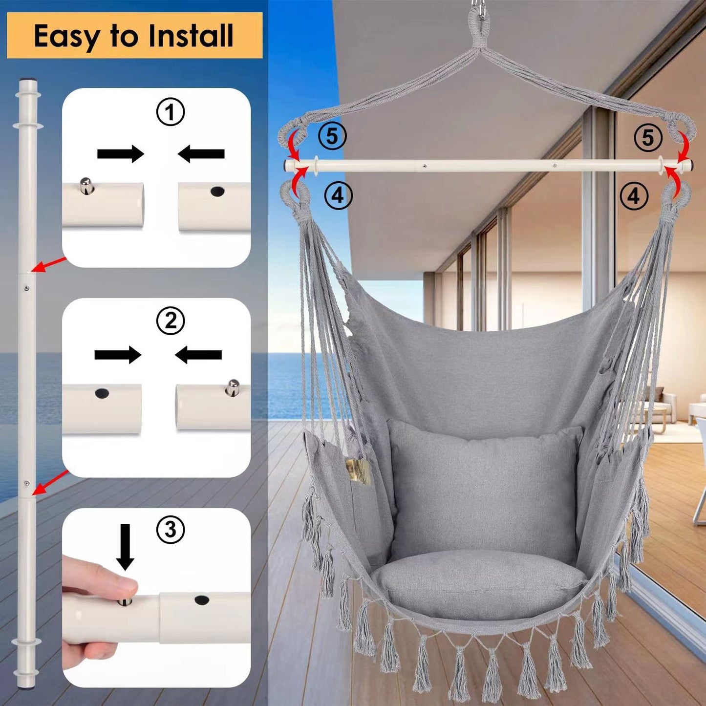 Hanging Chair Amazon Cross Border Outdoor Swing Garden Courtyard Rocking Chair With Cushion Outdoor As Canvas Hammock