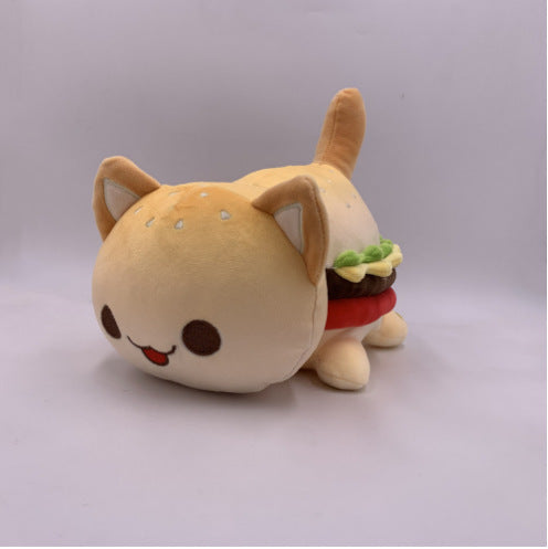 New Christmas Cat Doll Burger Strawberry Cake Cat Plush  Elk Toy Pillow
