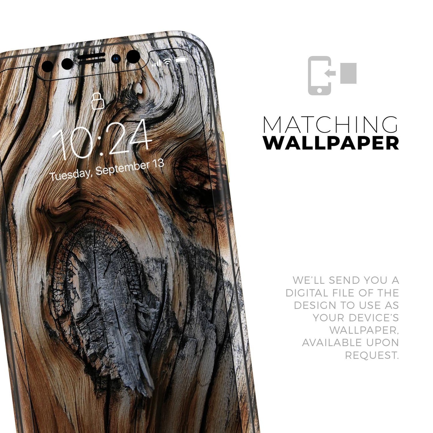 Raw Aged Knobby Wood // Skin-Kit compatible with the Apple iPhone 14,