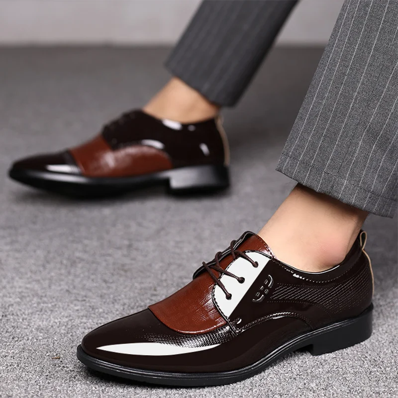 Classic Men Shoes Lace Up Oxfords Fashion Business Casual Shoes Leather Footwear Zapatos Hombre for Party Office Wedding