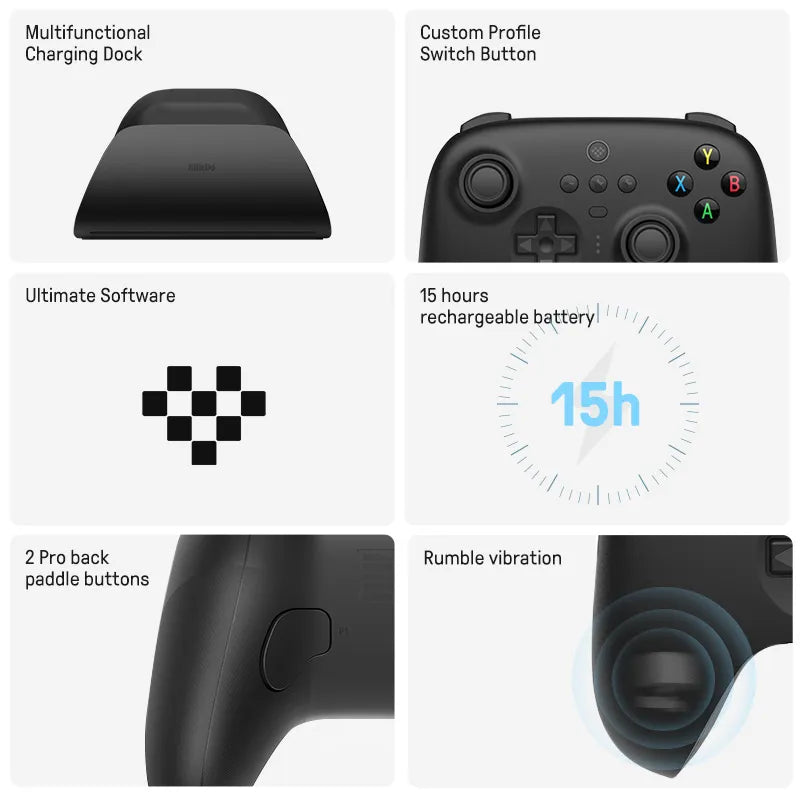 8BitDo - Ultimate Wireless 2.4G Gaming Controller with Charging Dock for PC, Windows 10, 11, Steam Deck, Android & iPhone, iPad