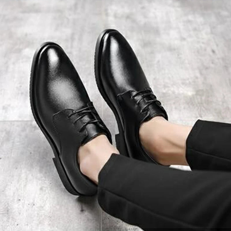 Men Casual Shoes Artificial Pu Leather Point Toe Business Shoes For Men Classic Solid Color 2023 Fashion Chaussure Homme New