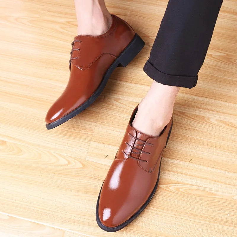 Men Casual Shoes Artificial Pu Leather Point Toe Business Shoes For Men Classic Solid Color 2023 Fashion Chaussure Homme New