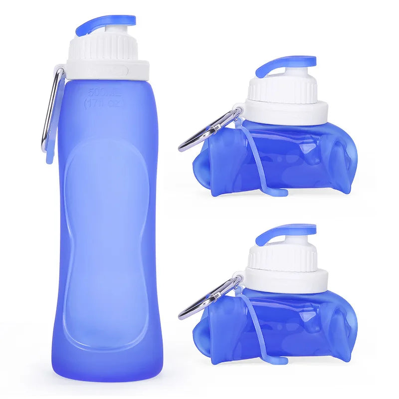 500ml Outdoor sports bottle foldable portable water bottle silicone water cup mountaineering riding camping cup