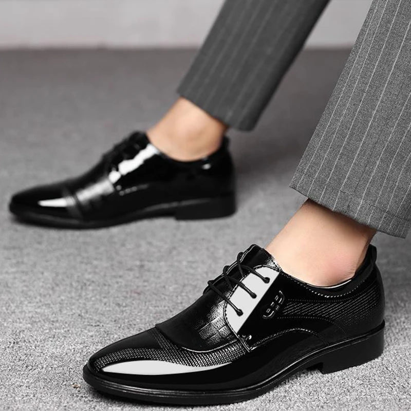 Classic Men Shoes Lace Up Oxfords Fashion Business Casual Shoes Leather Footwear Zapatos Hombre for Party Office Wedding