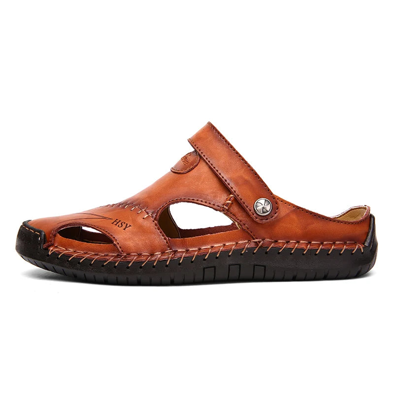 UncleJerry Men's Fashion Sandals Leather Sandal for Man Comfortable and Durable Summer Outddoor Shoes