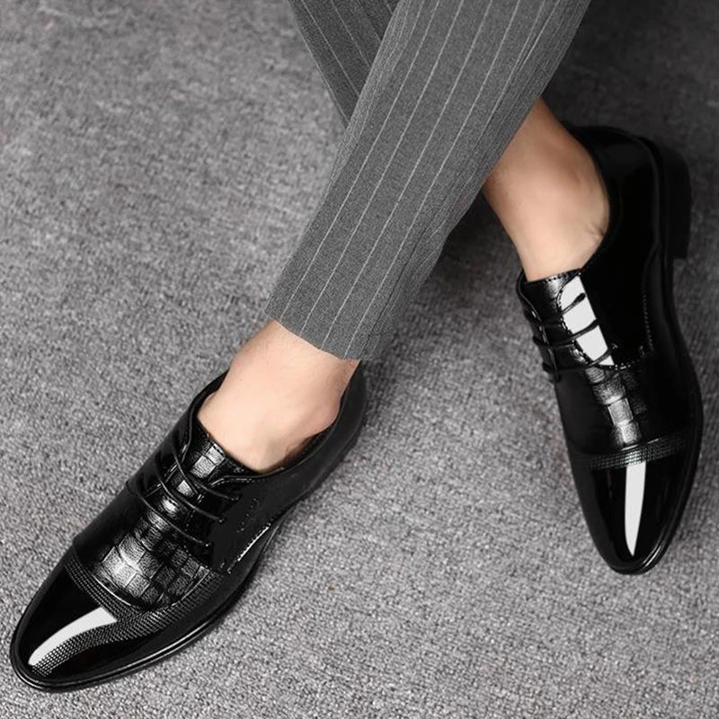 Classic Men Shoes Lace Up Oxfords Fashion Business Casual Shoes Leather Footwear Zapatos Hombre for Party Office Wedding