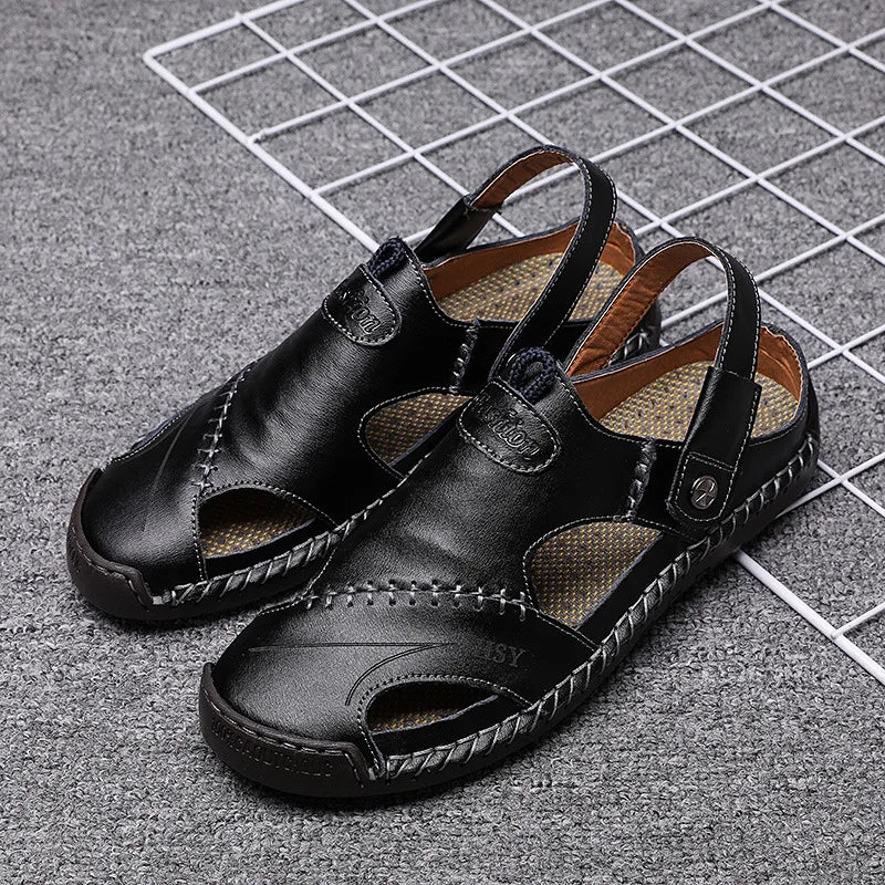 UncleJerry Men's Fashion Sandals Leather Sandal for Man Comfortable and Durable Summer Outddoor Shoes