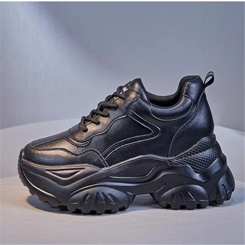 7cm New High Top Women dermis Sneakers Autumn Winter Hidden Heel Casual Shoes  lace-up Women Platform Wedge Shoes size 34 39