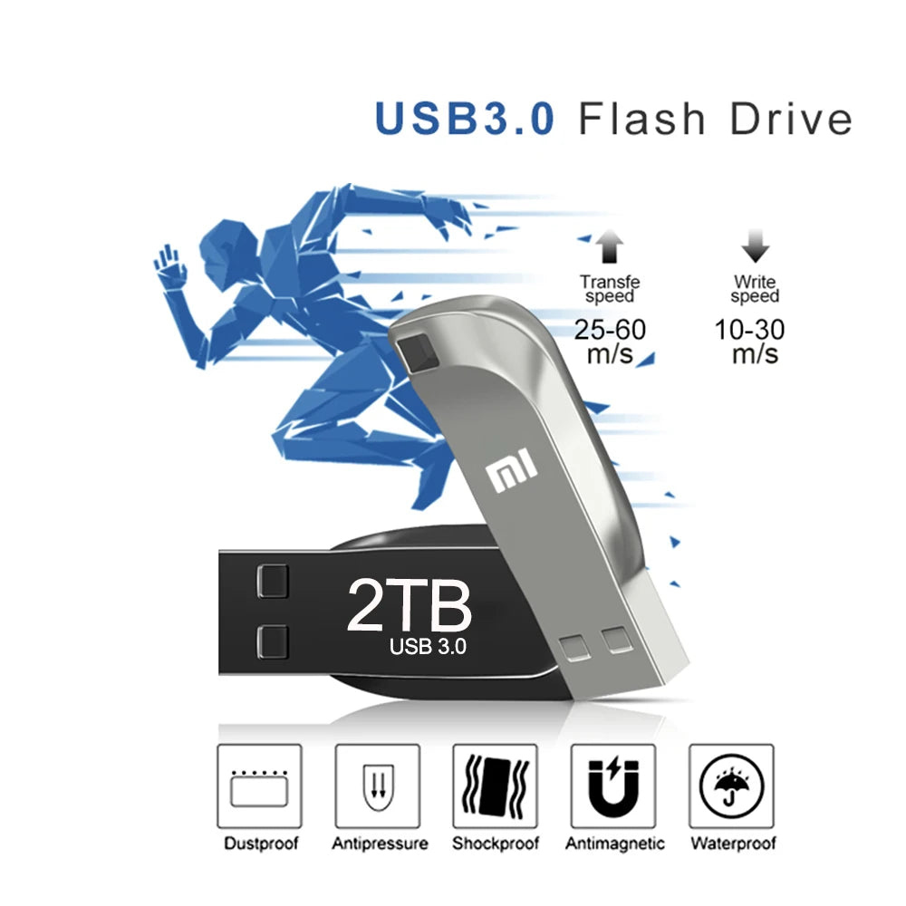 Xiaomi 2TB U Disk USB 3.0 High Speed Flash Drive Large Capacity Pen Drive 1TB Metal SSD Portable For Applicable Computers New