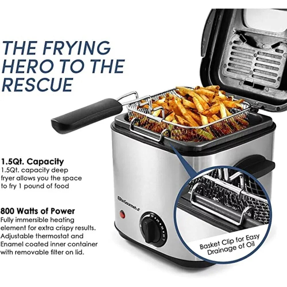 1.5 Quart Deep Fryer Stainless Steel Air Fryer Oven  Electric Deep Fryer