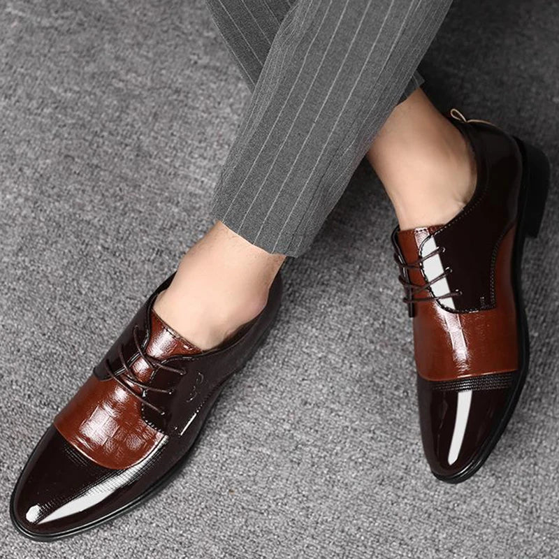 Classic Men Shoes Lace Up Oxfords Fashion Business Casual Shoes Leather Footwear Zapatos Hombre for Party Office Wedding