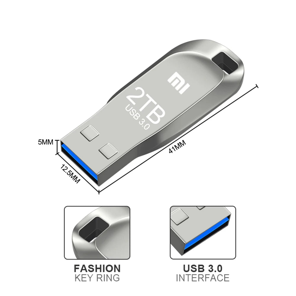 Xiaomi 2TB U Disk USB 3.0 High Speed Flash Drive Large Capacity Pen Drive 1TB Metal SSD Portable For Applicable Computers New