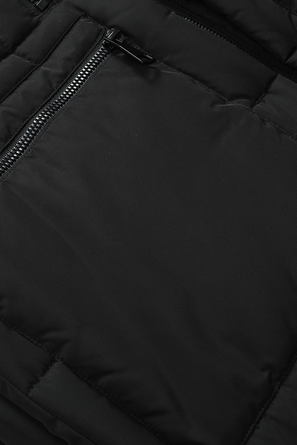 Beige Plush Linen Zip Up Hooded Puffer Coat