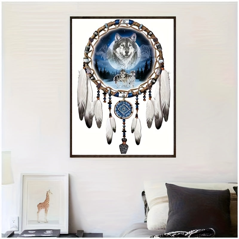 Wolf Wind Chime Diamond Painting Kit 5D Diamond Art Set, Painting With Diamond Gems Arts And Crafts For Home Wall Decor