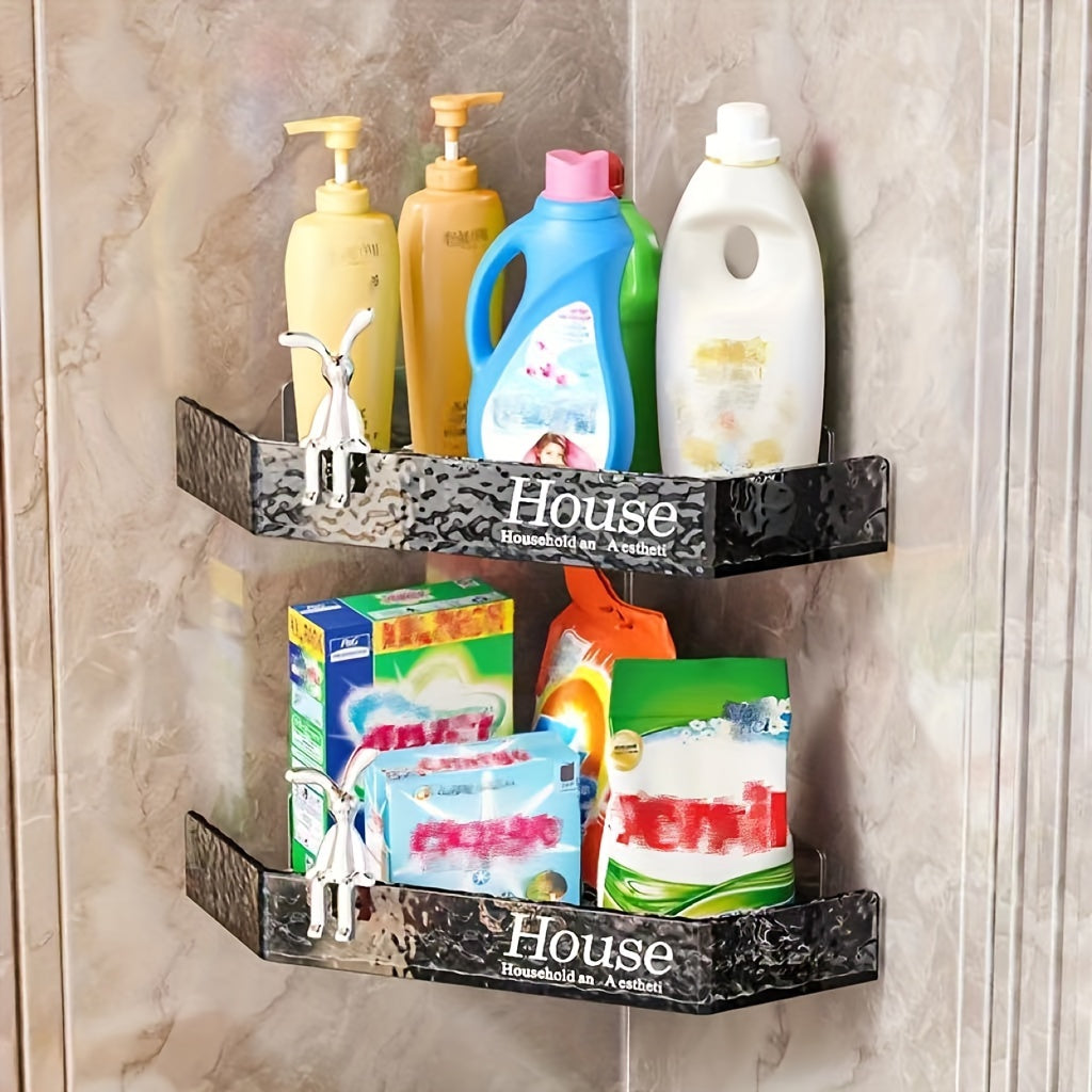 1pc Corner Shower Caddy, Bathroom Storage Rack, Wall Mounted Bathroom Triangle Shelf, Shampoo Soap Holder For Shower Wall, Bathroom Caddy Organizer, Shower Caddy Basket, Bathroom Accessories