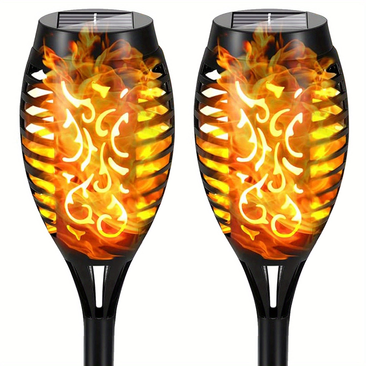 4/8/12pcs/pack Solar Halloween Decorations Lights Outdoor, Light Control, 12LED Solar Torch Lights With Flickering Flame For Garden Decor, Mini IP65 Waterproof Landscape Flame Lights For Yard Pathway Patio Pool - Auto On/Off