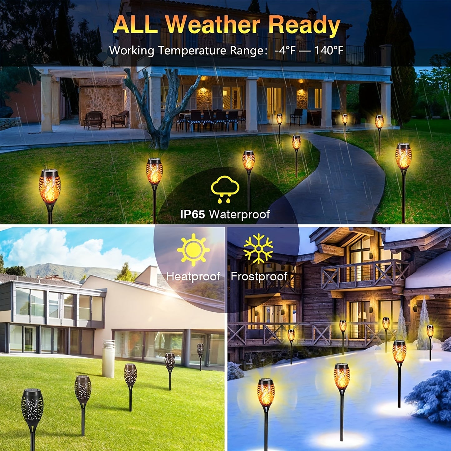 4/8/12pcs/pack Solar Halloween Decorations Lights Outdoor, Light Control, 12LED Solar Torch Lights With Flickering Flame For Garden Decor, Mini IP65 Waterproof Landscape Flame Lights For Yard Pathway Patio Pool - Auto On/Off