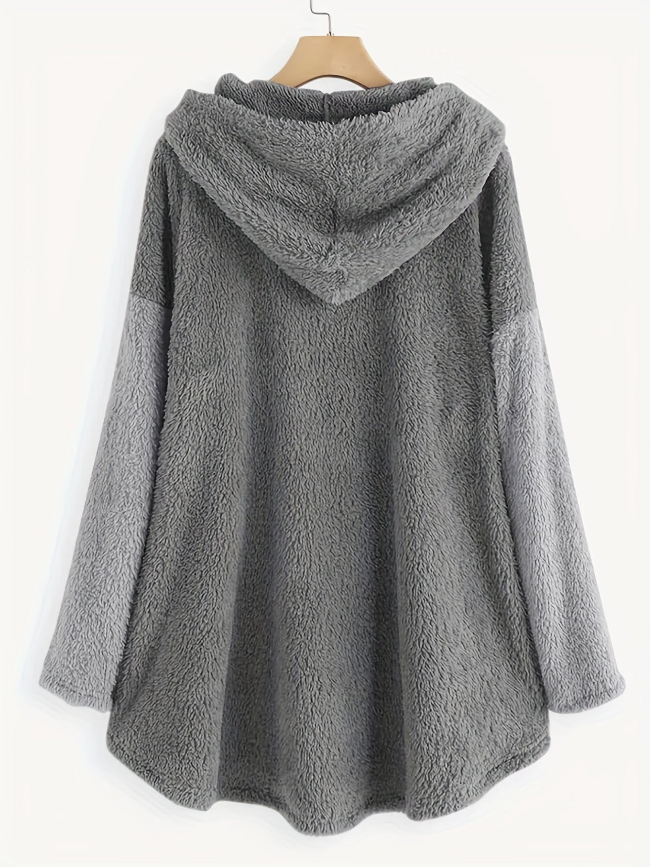 Letter Print Hoodie, Casual Long Sleeve Curved Hem Button Hoodie, Women's Clothing