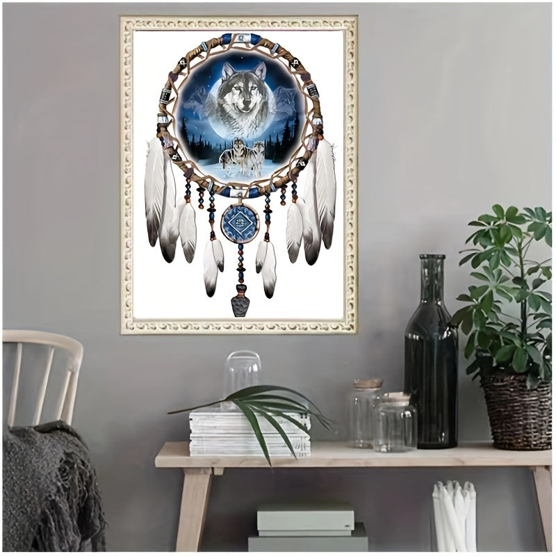 Wolf Wind Chime Diamond Painting Kit 5D Diamond Art Set, Painting With Diamond Gems Arts And Crafts For Home Wall Decor