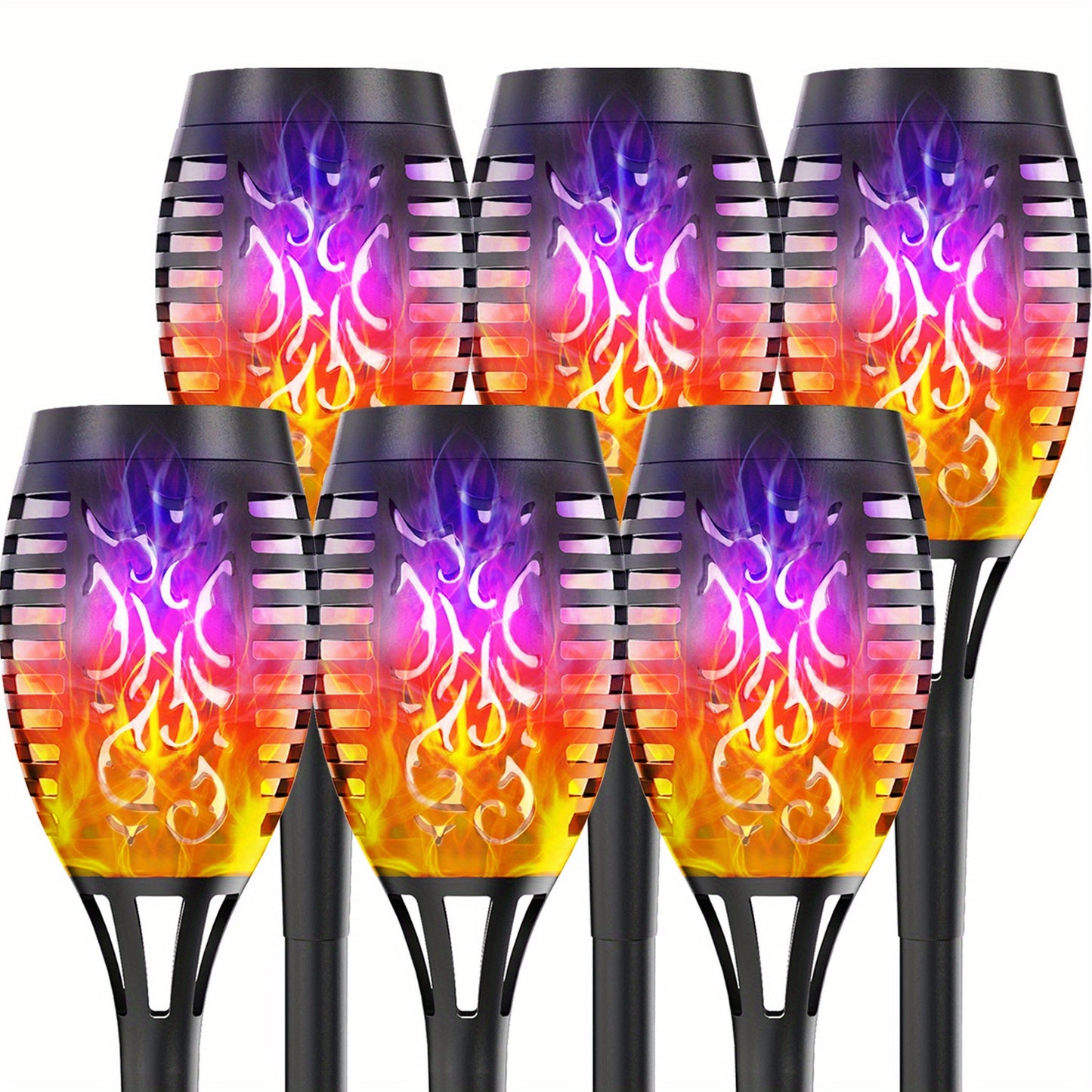 4/8/12pcs/pack Solar Halloween Decorations Lights Outdoor, Light Control, 12LED Solar Torch Lights With Flickering Flame For Garden Decor, Mini IP65 Waterproof Landscape Flame Lights For Yard Pathway Patio Pool - Auto On/Off