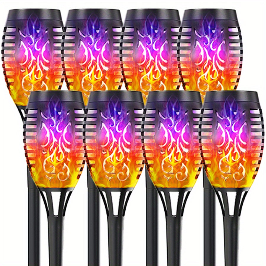 4/8/12pcs/pack Solar Halloween Decorations Lights Outdoor, Light Control, 12LED Solar Torch Lights With Flickering Flame For Garden Decor, Mini IP65 Waterproof Landscape Flame Lights For Yard Pathway Patio Pool - Auto On/Off