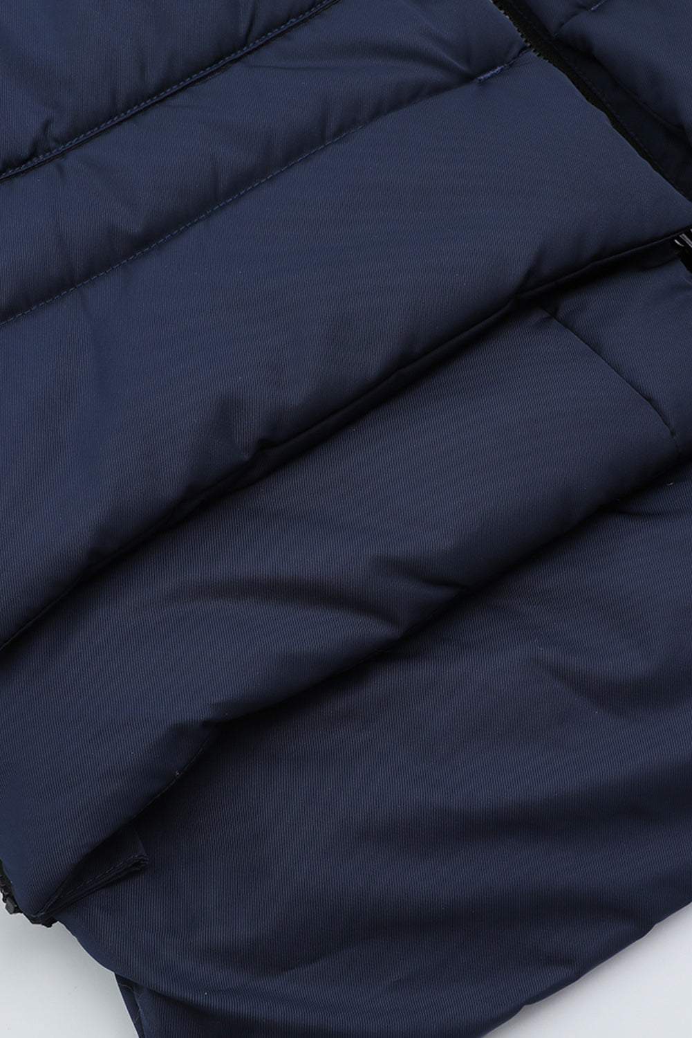 Beige Plush Linen Zip Up Hooded Puffer Coat