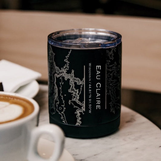 Eau Claire - Wisconsin Map Insulated Cup in Matte Black