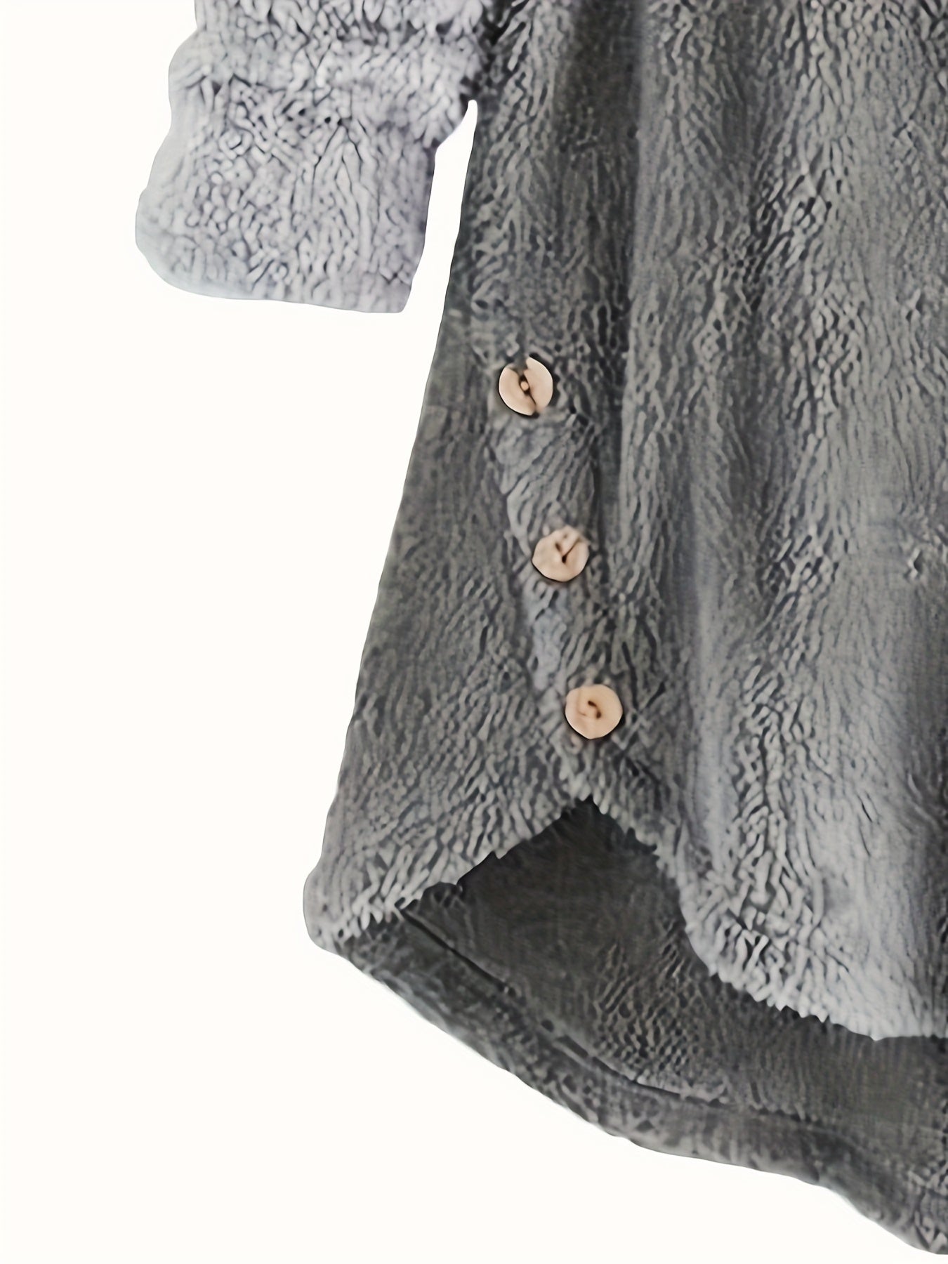 Letter Print Hoodie, Casual Long Sleeve Curved Hem Button Hoodie, Women's Clothing