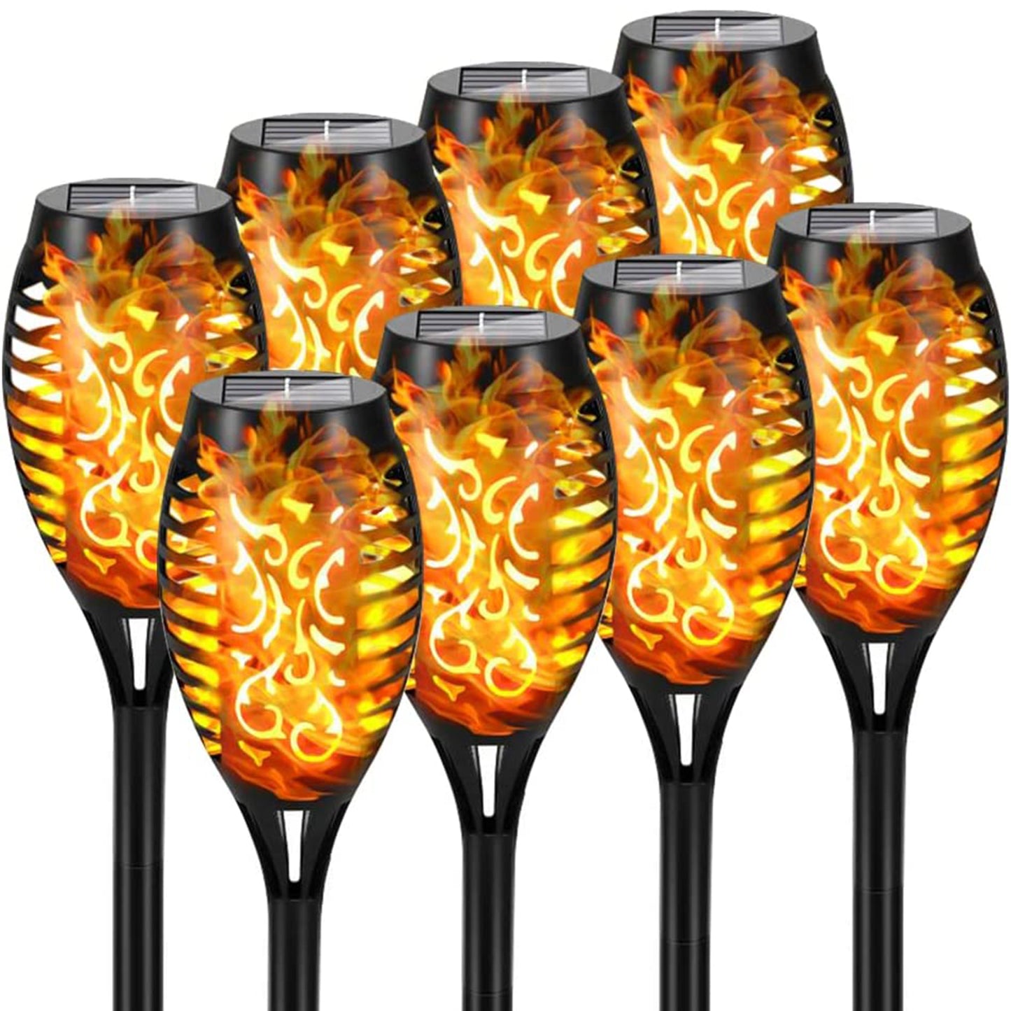 4/8/12pcs/pack Solar Halloween Decorations Lights Outdoor, Light Control, 12LED Solar Torch Lights With Flickering Flame For Garden Decor, Mini IP65 Waterproof Landscape Flame Lights For Yard Pathway Patio Pool - Auto On/Off
