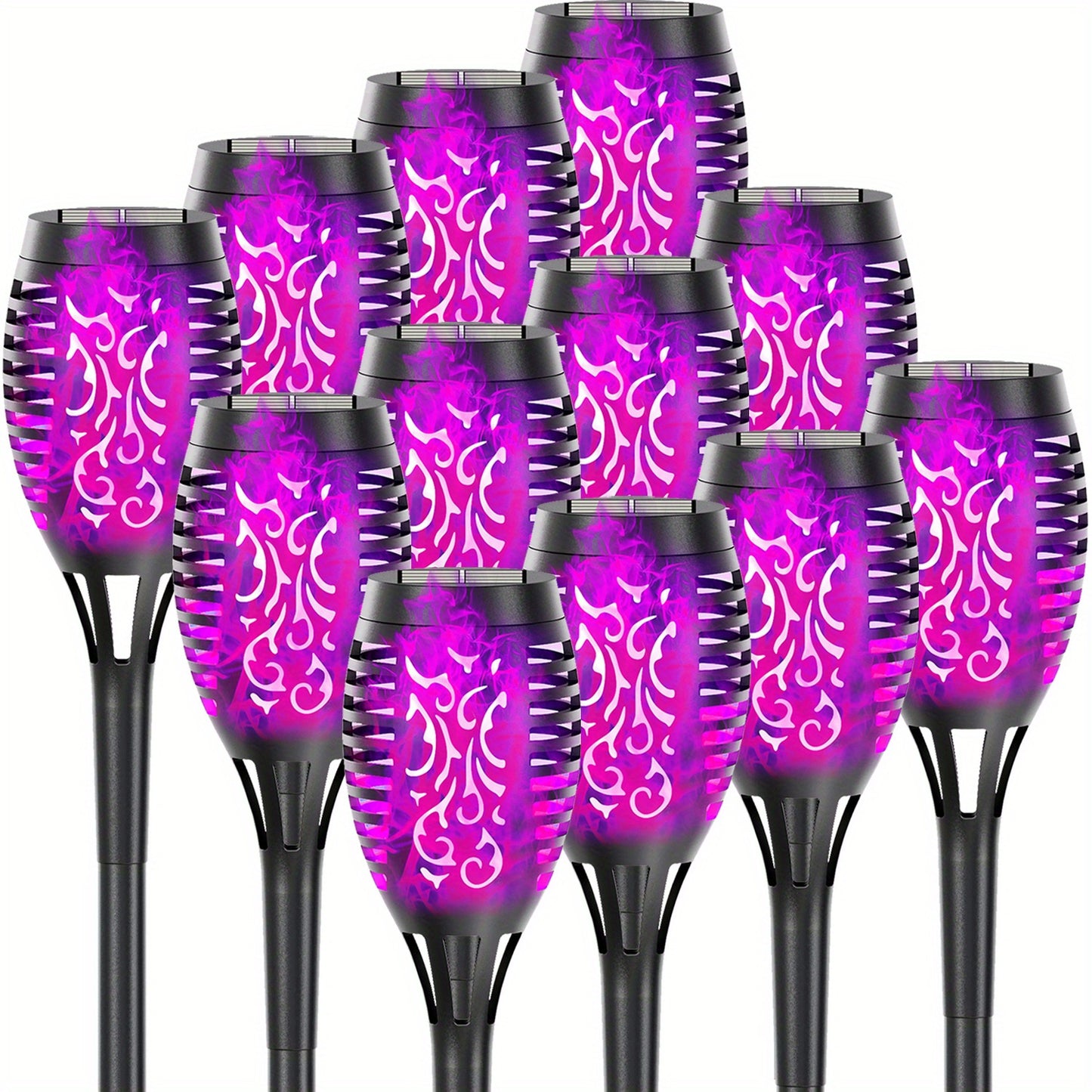 4/8/12pcs/pack Solar Halloween Decorations Lights Outdoor, Light Control, 12LED Solar Torch Lights With Flickering Flame For Garden Decor, Mini IP65 Waterproof Landscape Flame Lights For Yard Pathway Patio Pool - Auto On/Off