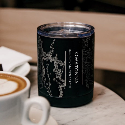 Owatonna - Minnesota Engraved Map Insulated Cup in Matte Black