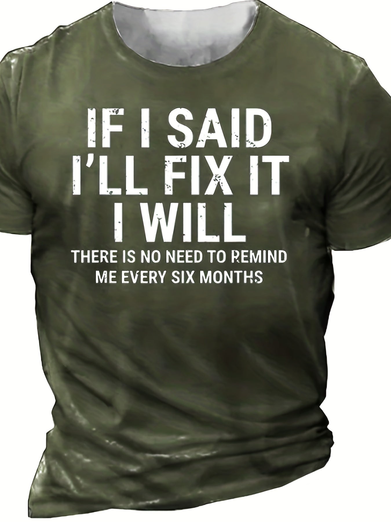 "If I Said I'll Fix It I Will" Print Retro Fashion Sports Tee, Outdoor Street Short Sleeve Casual Men's Clothing