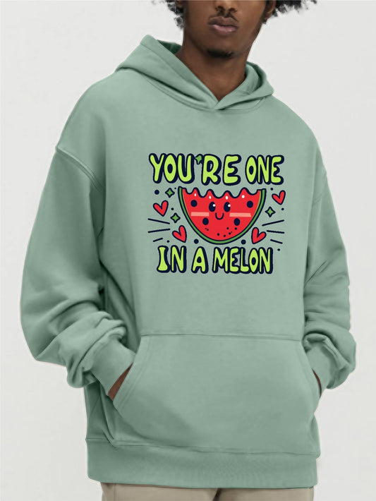 Watermelon Pattern Print Hooded Sweatshirt, Personalized Hoodies Fashion Casual Tops For Spring Autumn, Men's Clothing