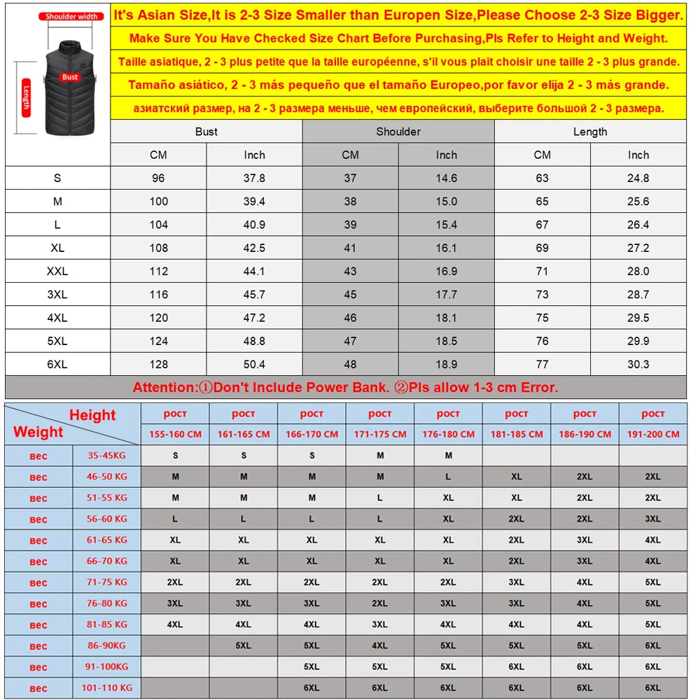 17 Areas Heated Vest Men Women Electric Heating Vest Usb Heated Jacket Heated Vest Bodywarmer Heated Down Jacket  Winter