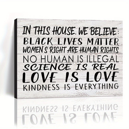 1pc Wooden Framed Canvas Painting,In This House Black Lives Matter, Wall Art Prints With Frame, For Living Room & Bedroom, Home Decoration, Festival Gift For Her Him, Ready To Hang