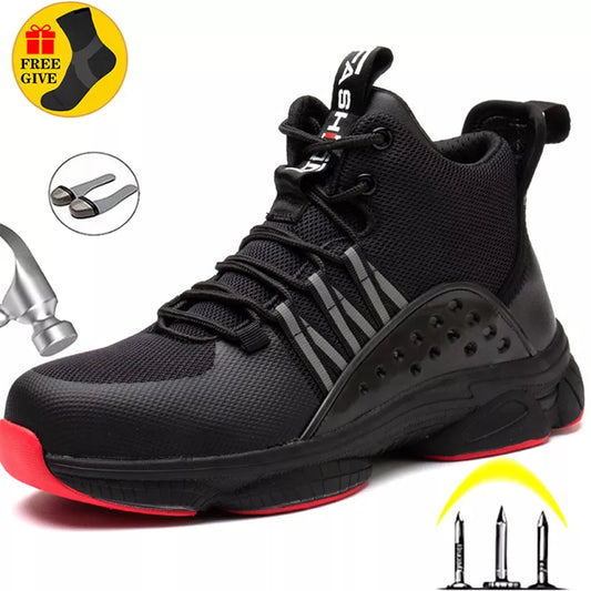 Plus Size 47 48 Men Lightweight Safety Shoes Men Work Boots Indestructible Sneakers Work Shoes Anti-smash Steel Toe Shoes Male