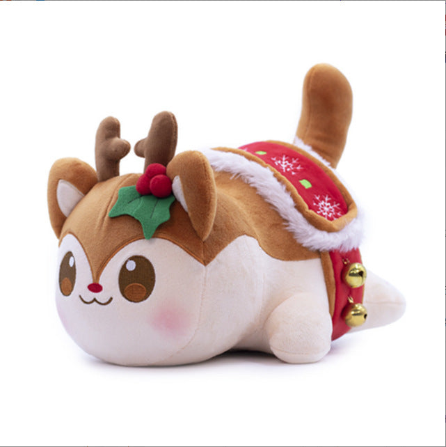 New Christmas Cat Doll Burger Strawberry Cake Cat Plush  Elk Toy Pillow