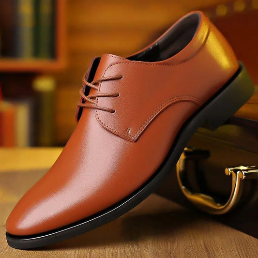 Men Casual Shoes Artificial Pu Leather Point Toe Business Shoes For Men Classic Solid Color 2023 Fashion Chaussure Homme New