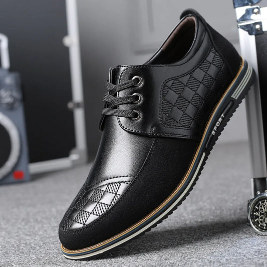 2023 Casual Shoes Autumn Pu Leather Classic Shallow Shoes Oxfords for Wedding Office Loafers Business Formal Lace-Up Men Shoes