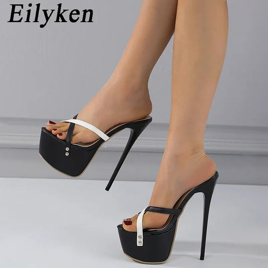 Eilyken New Fashion Extreme Platform Slippers Women Summer Open Toe Stiletto Heels Sandals Ladies Club Shoes Sliders